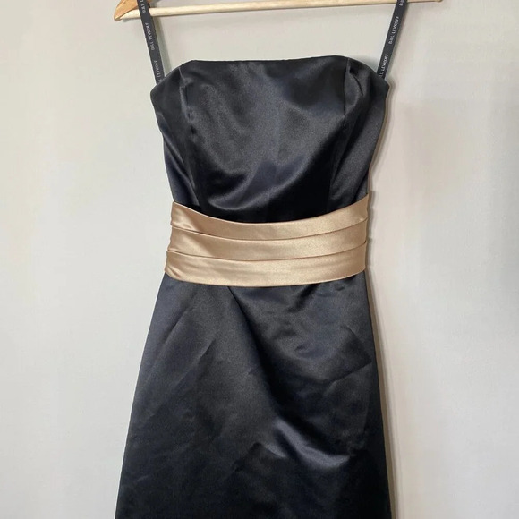 Bill Levkoff Women's Sz 6 Strapless Belted Sash Evening Formal Midi Dress Black - Picture 6 of 14